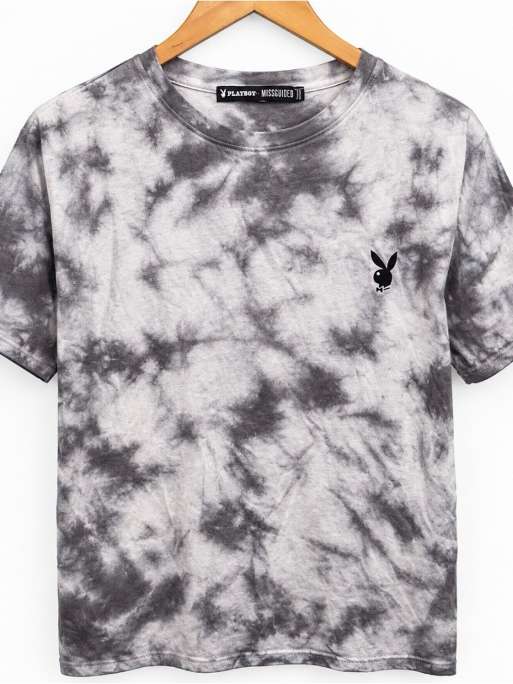 PLAYBOY Gray & Black Tie-Dye Short Sleeve Tee